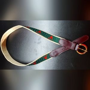 Preston leather Made in USA / Web belt size 36 Fox hunt design